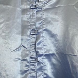 Suzanne Sommers Light Blue Medium Silky Pajama Set Long Sleeved